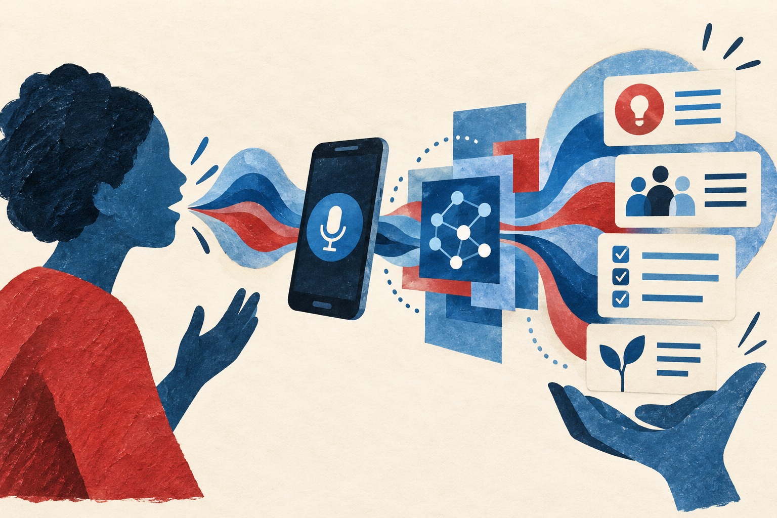 Voice input and participation — AI-generated editorial illustration