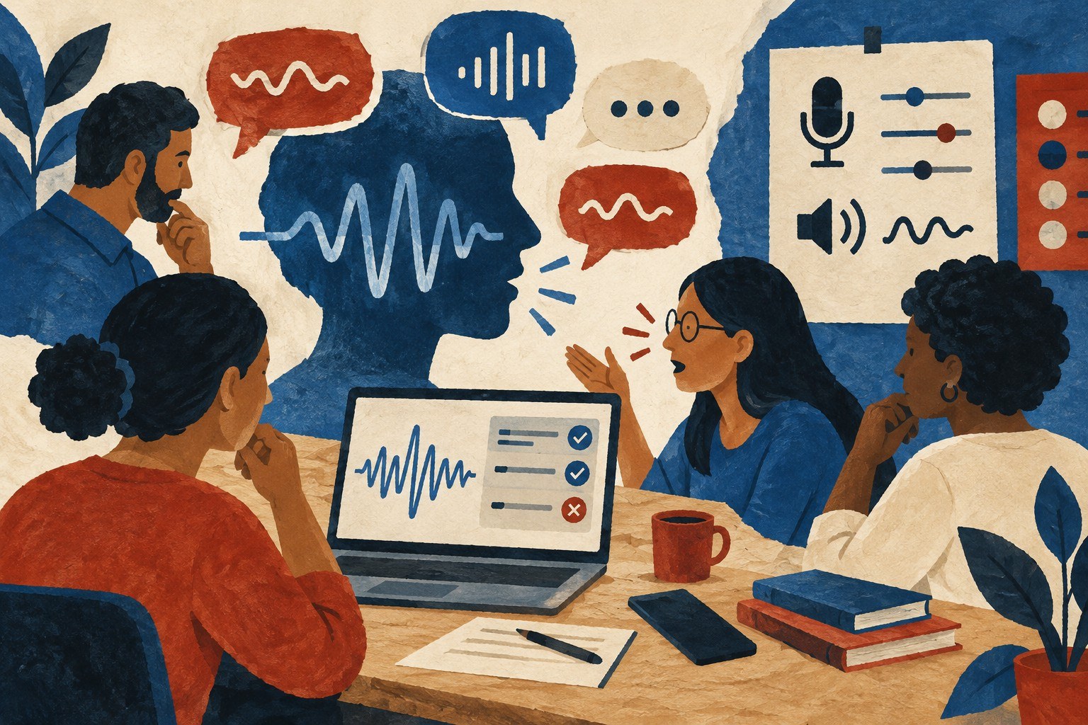 AI-generated illustration: India voice interface repair workshop