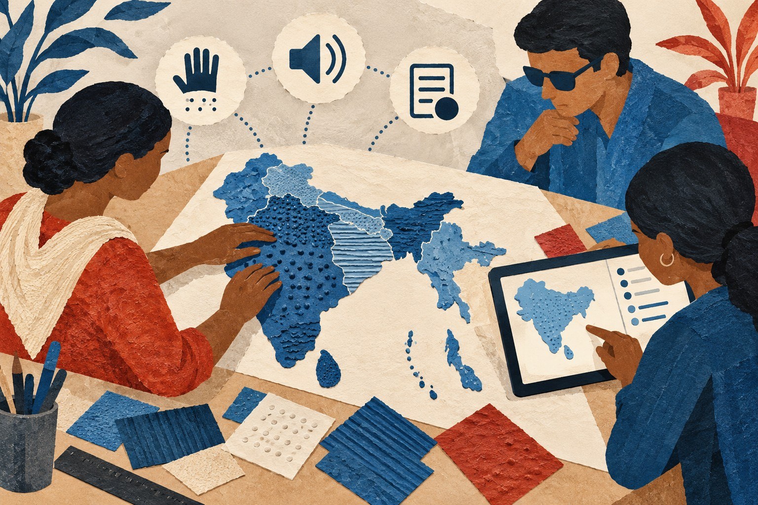 AI-generated illustration: South Asia tactile map design studio