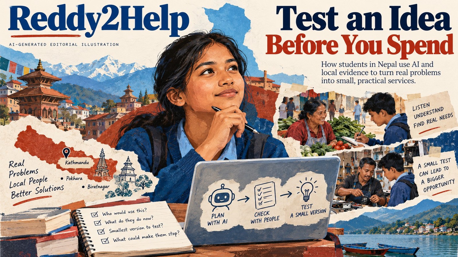 AI-generated illustration: Students can use AI to test an idea before they spend money