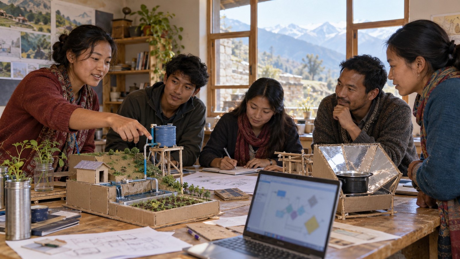 AI-generated illustration: Nepal school exhibition handmade learning models