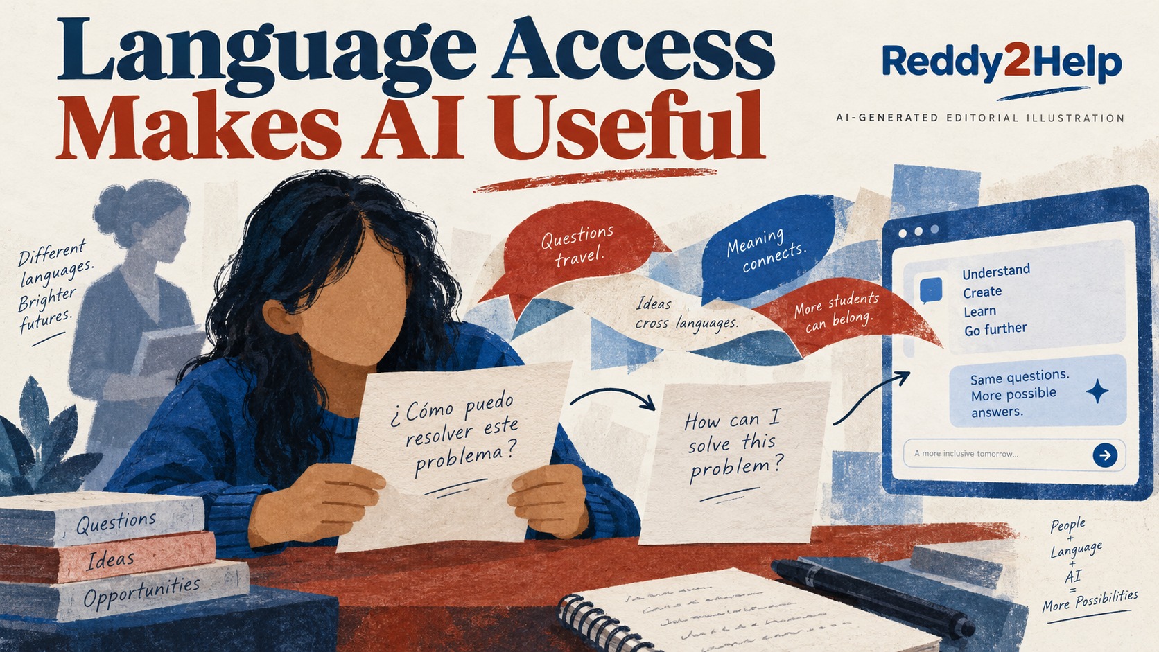 AI-generated illustration: Language Access Makes AI Useful