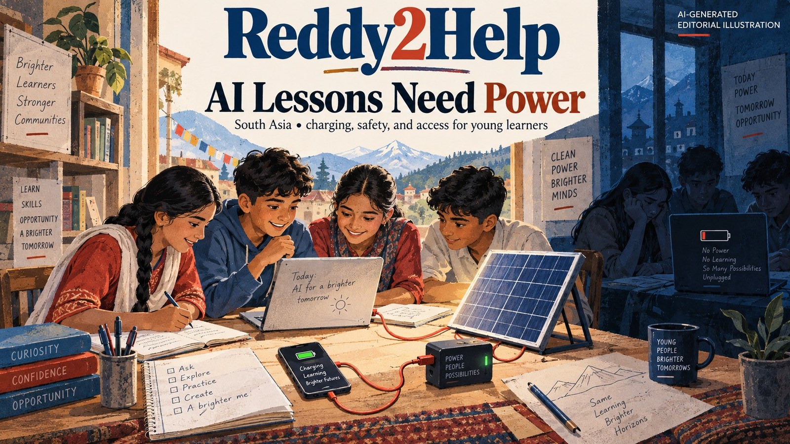 AI-generated illustration: AI lessons cannot begin when the electricity keeps disappearing