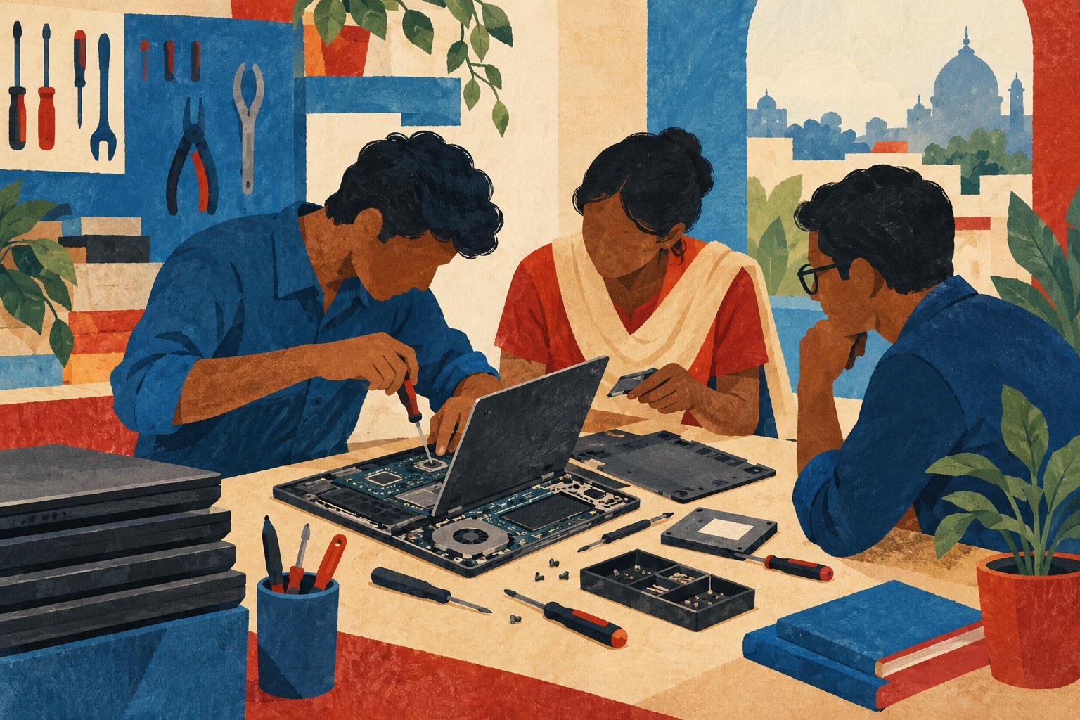 AI-generated illustration: community computer maintenance India