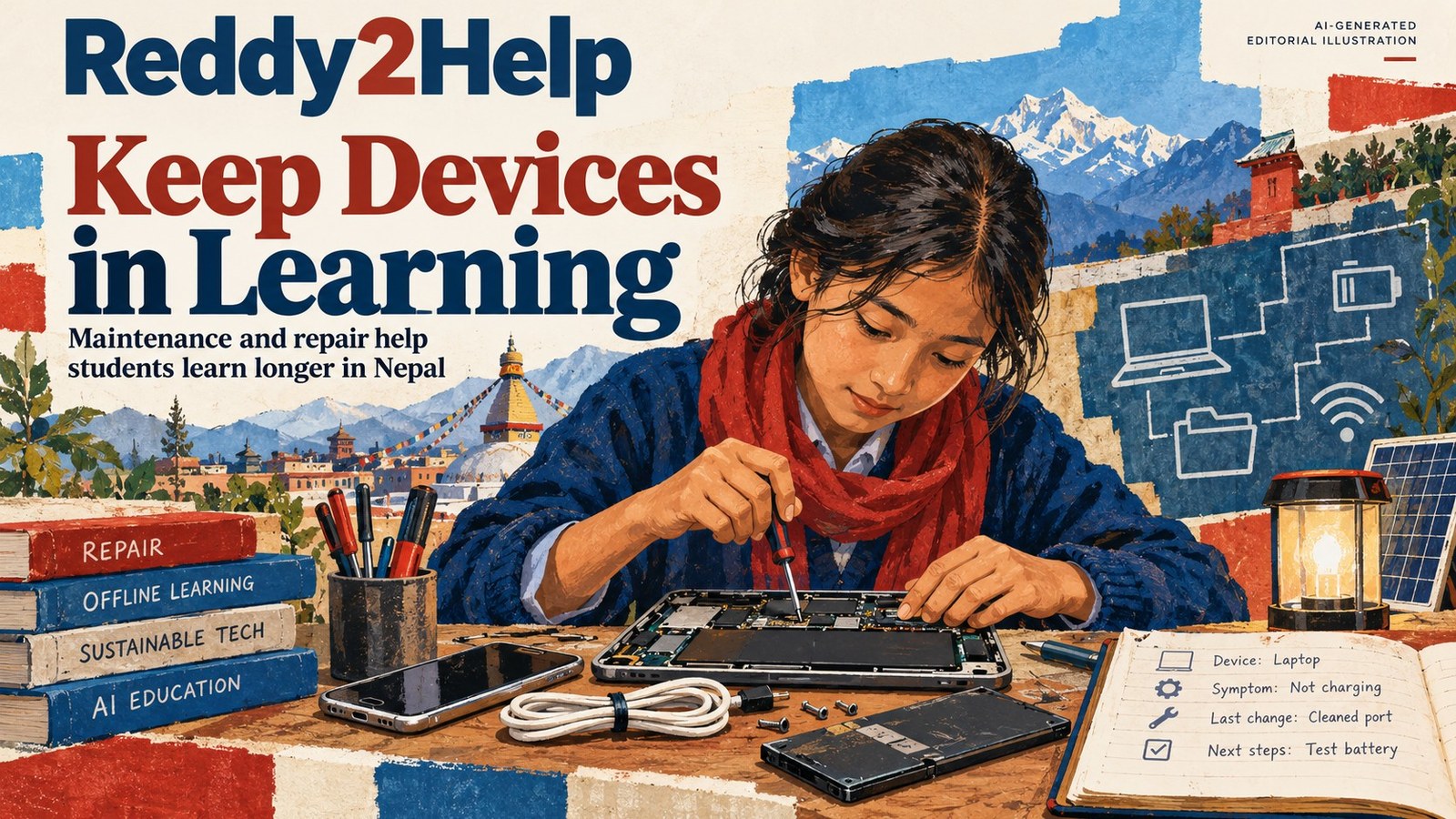 AI-generated illustration: Technology education should include how to keep devices working