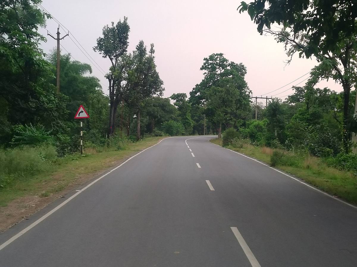 This image depicts road between Pantora and Baloda in Janjgir district of Chhattisgarh, India