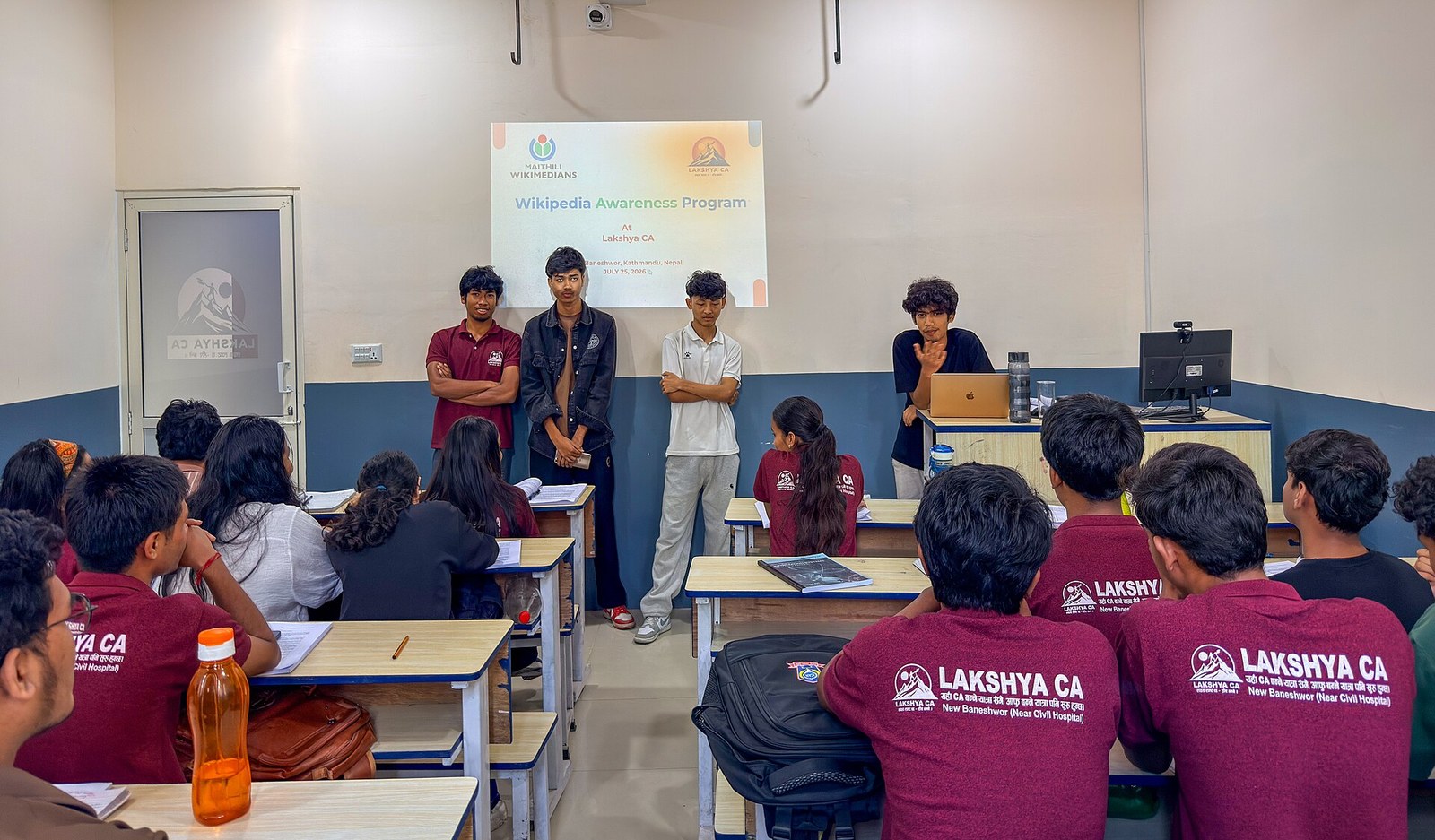 A Wikipedia education session at Lakshya CA in New Baneshwor, Kathmandu, Nepal.